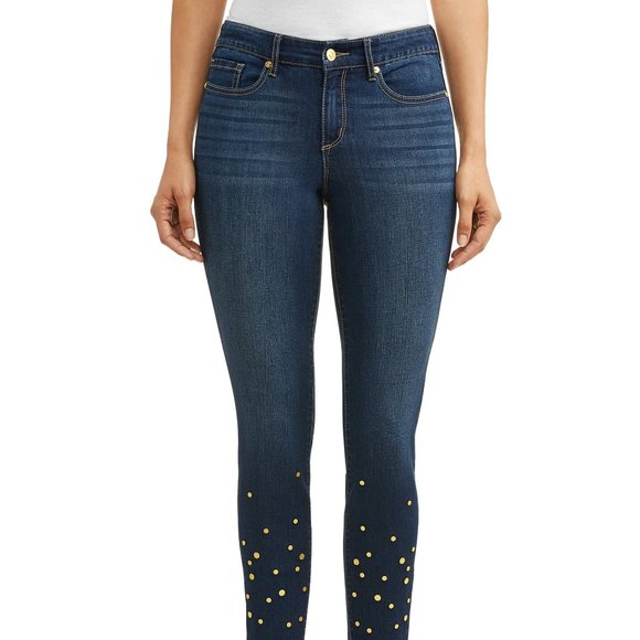 New Skinny Mid Rise Stretchy Studded Ankle Jean. - Picture 2 of 12